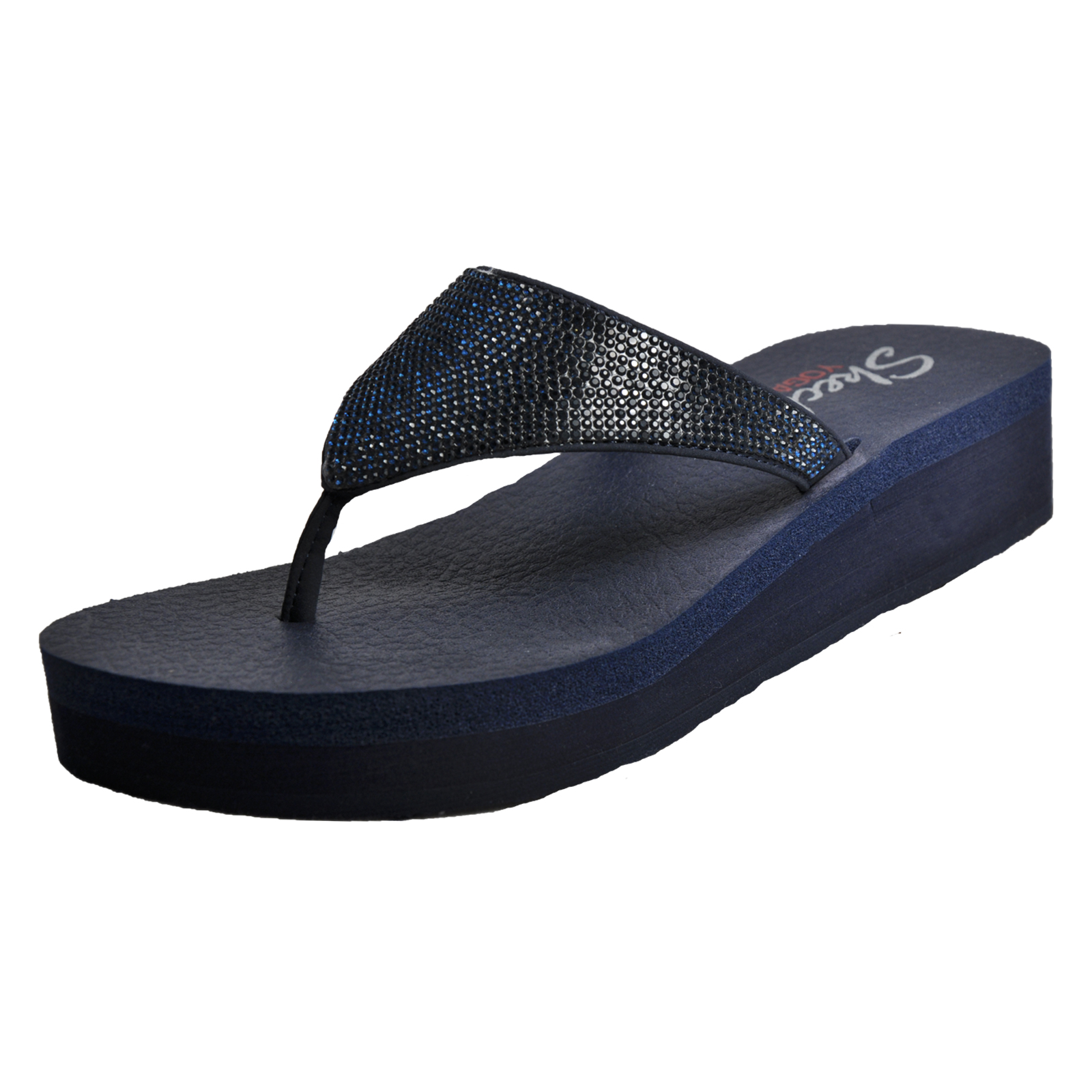 Skechers Vinyasa Womens Yoga Memory Foam Wedge Beach Sandals Flip Flops