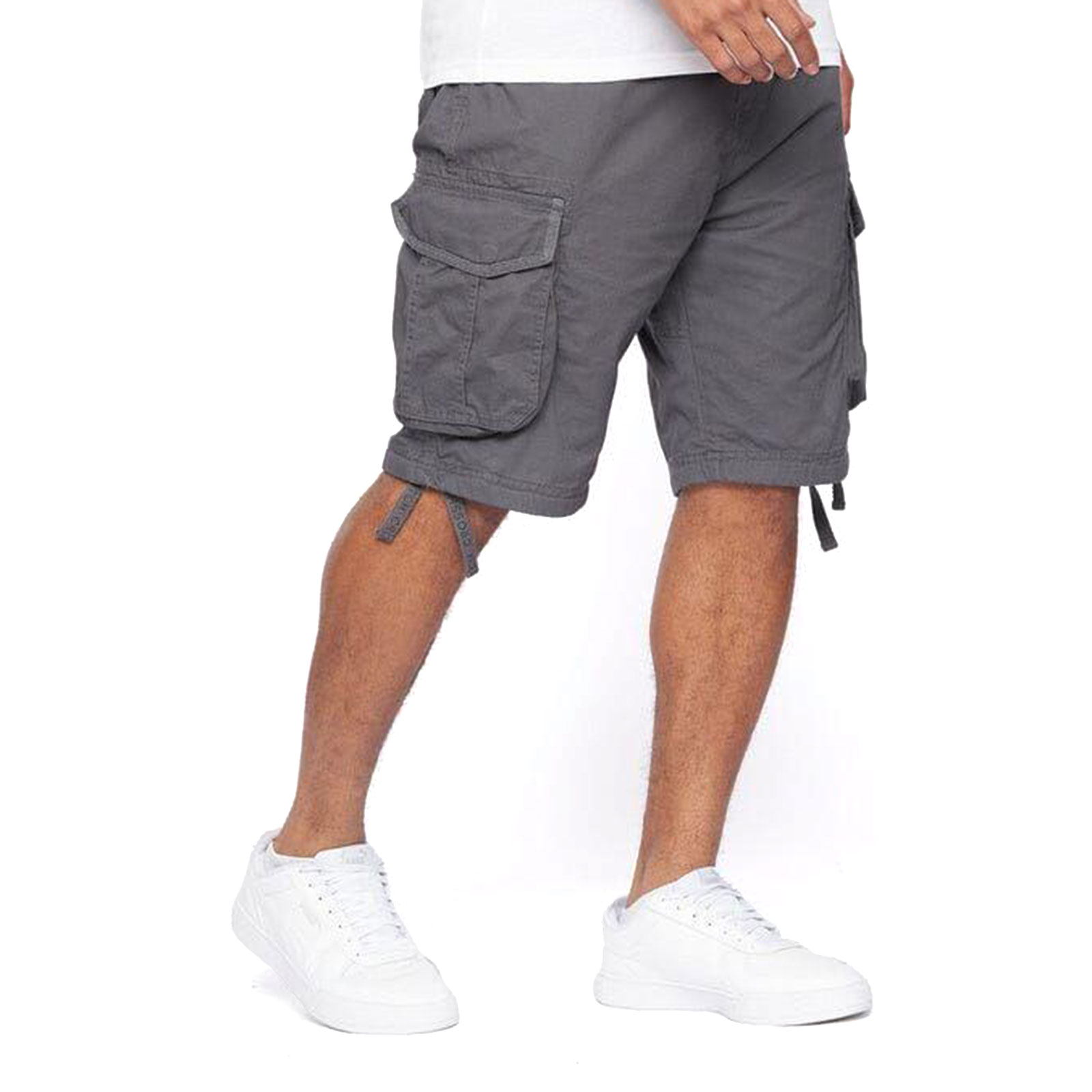 Crosshatch Jamstar Mens Casual Cargo Shorts Grey UK