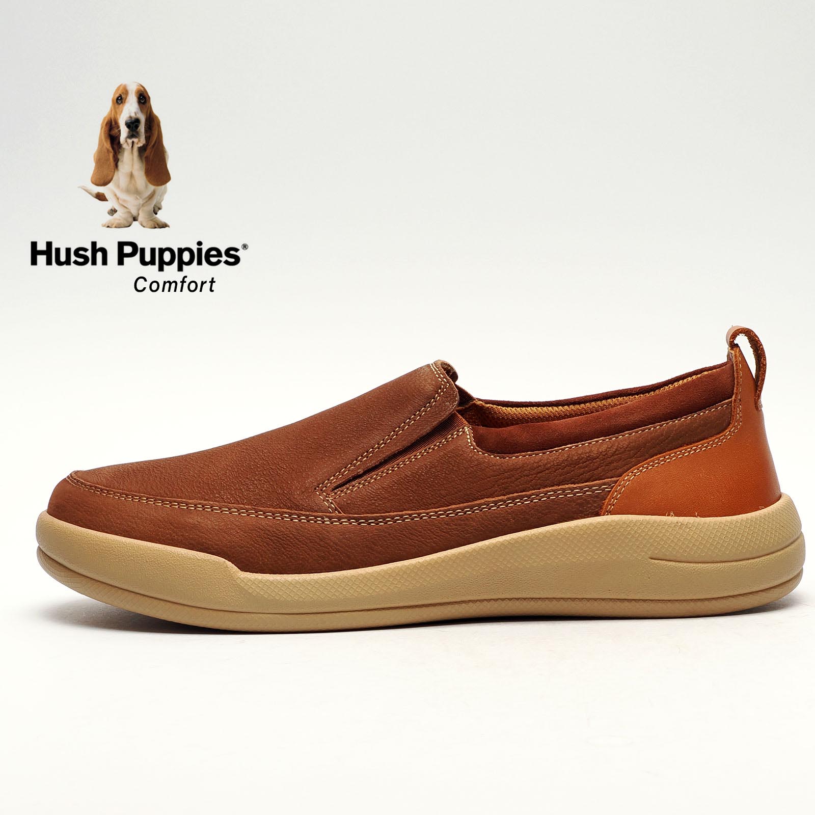HUSH PUPPIES Brown Casual Comfortable Slip On Shoes Mens Hush Puppies Arthur Shoes In Brown | Soletrader main image 2