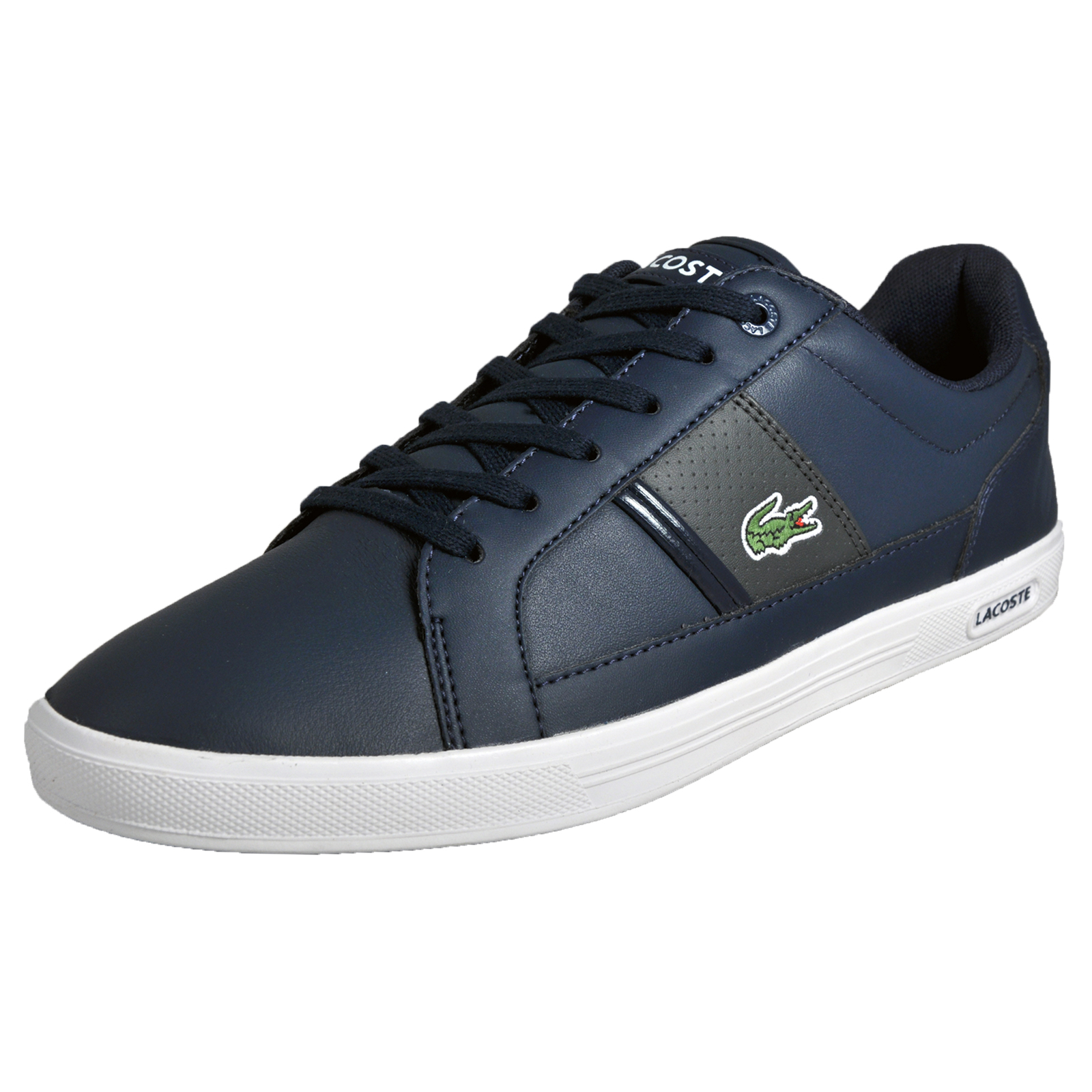Lacoste Europa LCR3 Mens Classic Casual Designer Leather Trainers Navy ...