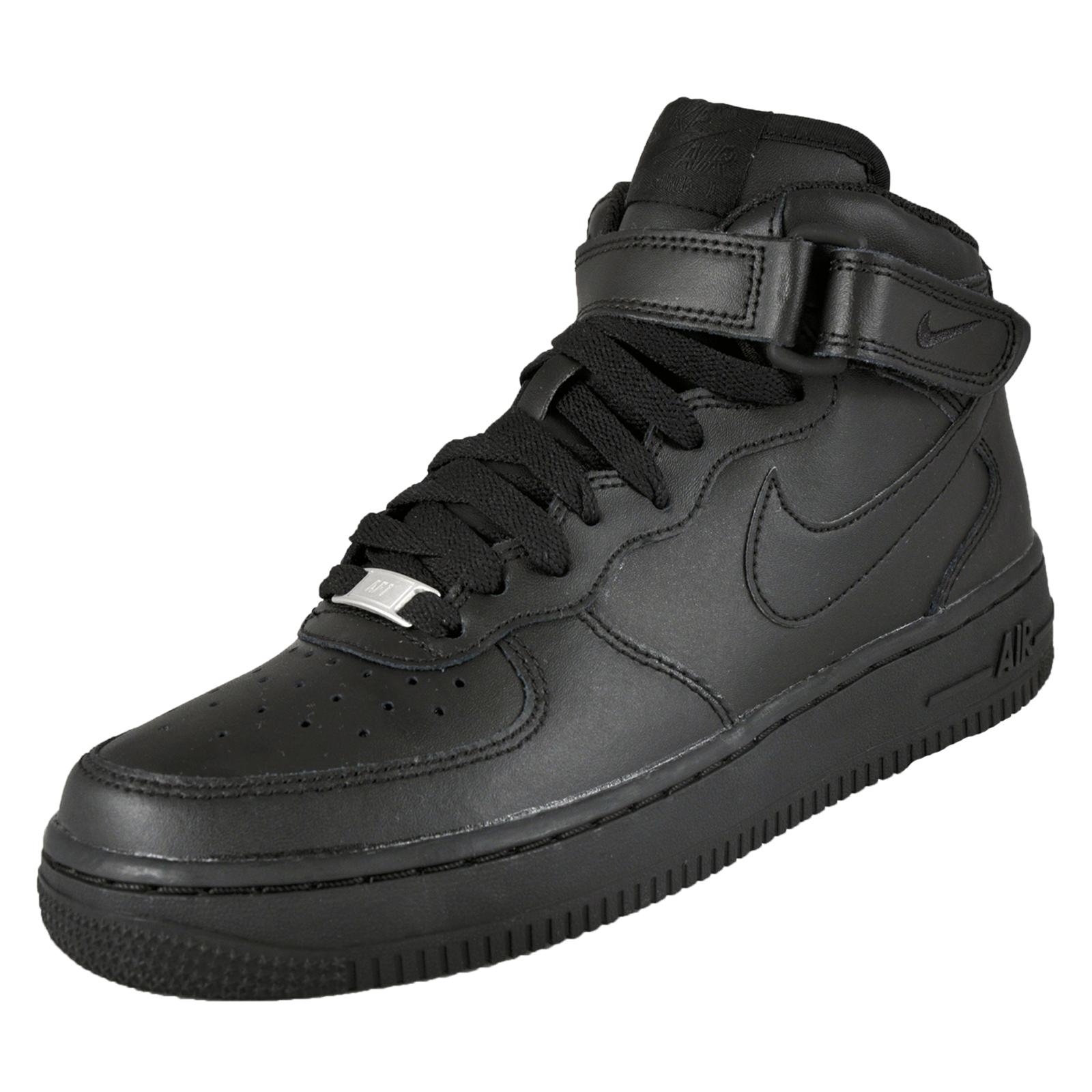 Nike Mens Air Force 1 Mid Classic Leather Trainers Black * AUTHENTIC