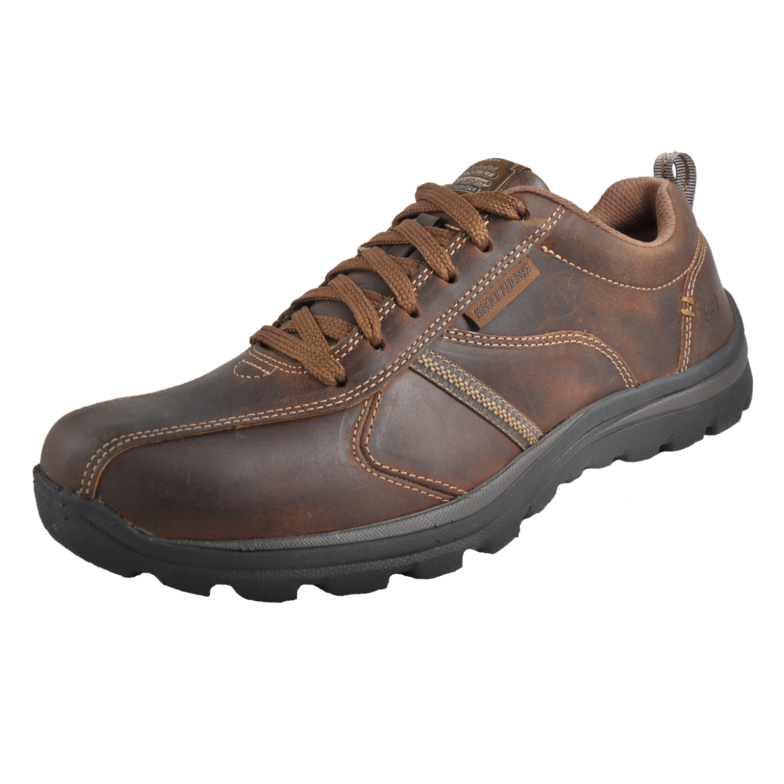 Skechers Levoy Memory Foam Mens Casual Leather Shoes Brown | eBay