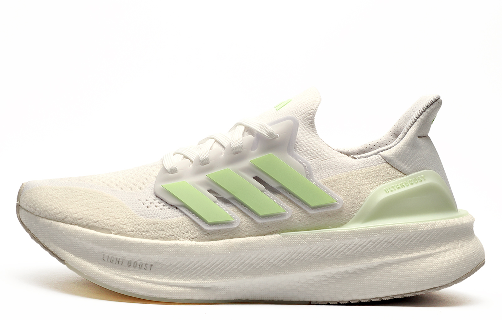Adidas Ultraboost 5 Womens Running Shoes | Running Trainers  | Cloud White / Semi Green Spark  | UK Size 6