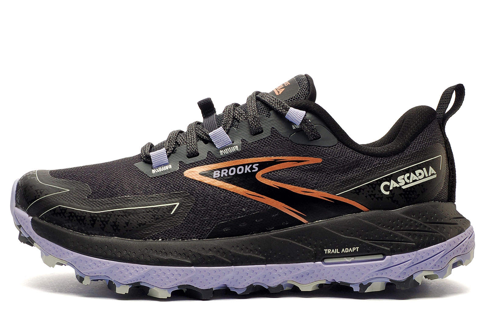Brooks Cascadia 18 Womens Trail Running Shoes | Running Trainers  | Black / Lavender / Copper  | UK Size 3.5