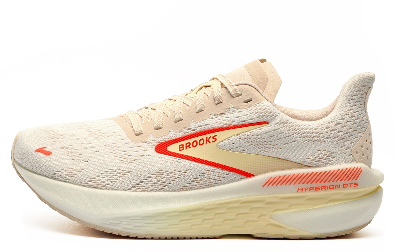 Brooks Hyperion Gts 2 Womens Running Shoes | Running Trainers  | White / Peach / Coral  | UK Size 3