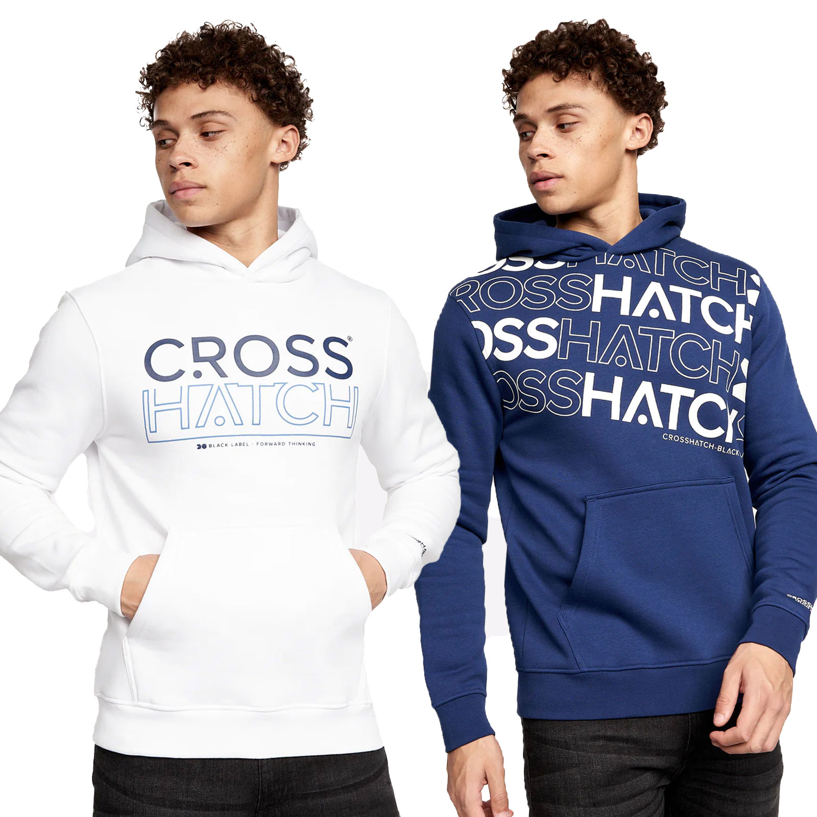 Crosshatch Hensal 2-Pack Hoodies Men's - Adult - Navy/White | Hoodies  | Navy/White  | UK Size Small