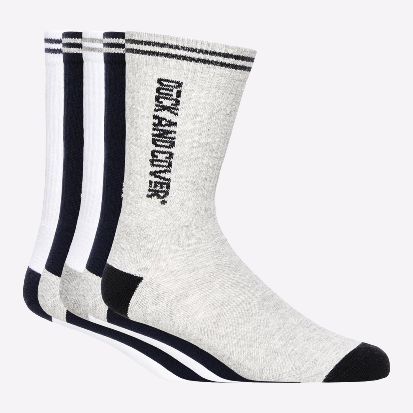 Duck And Cover Juble Sports Socks 5Pk Men's Trainers, Size 6-11/40-46 In Assorted / Black / White