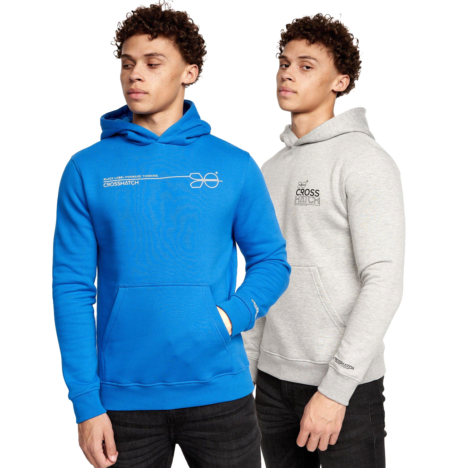 Crosshatch Burmax 2Pk Hoodies Men's - Adult - Blue/Grey | Hoodies  | Blue/Grey  | UK Size Small
