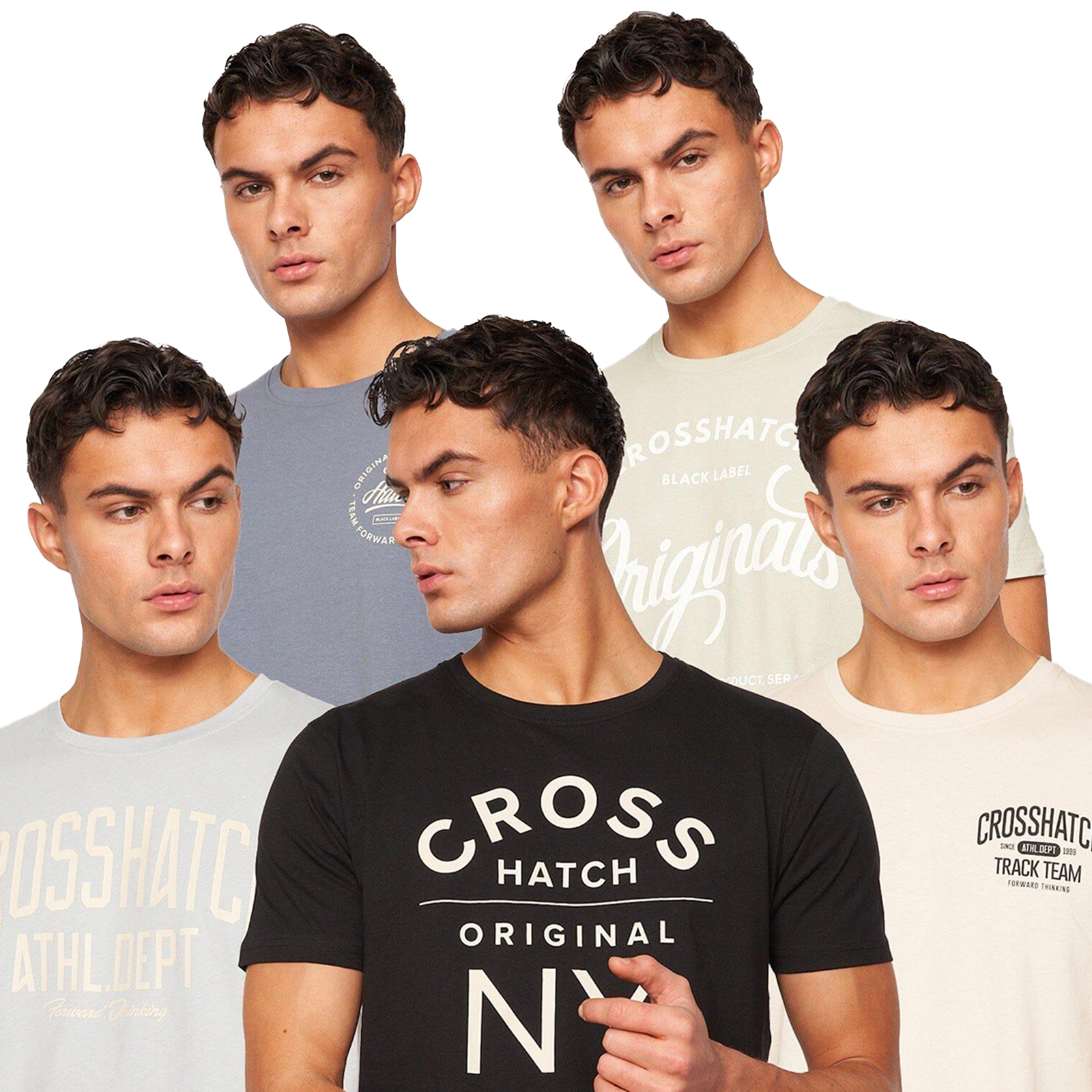 Crosshatch Feltrax 5Pk Assorted T-Shirts Men's | T-Shirt  | Multi  | UK Size Small