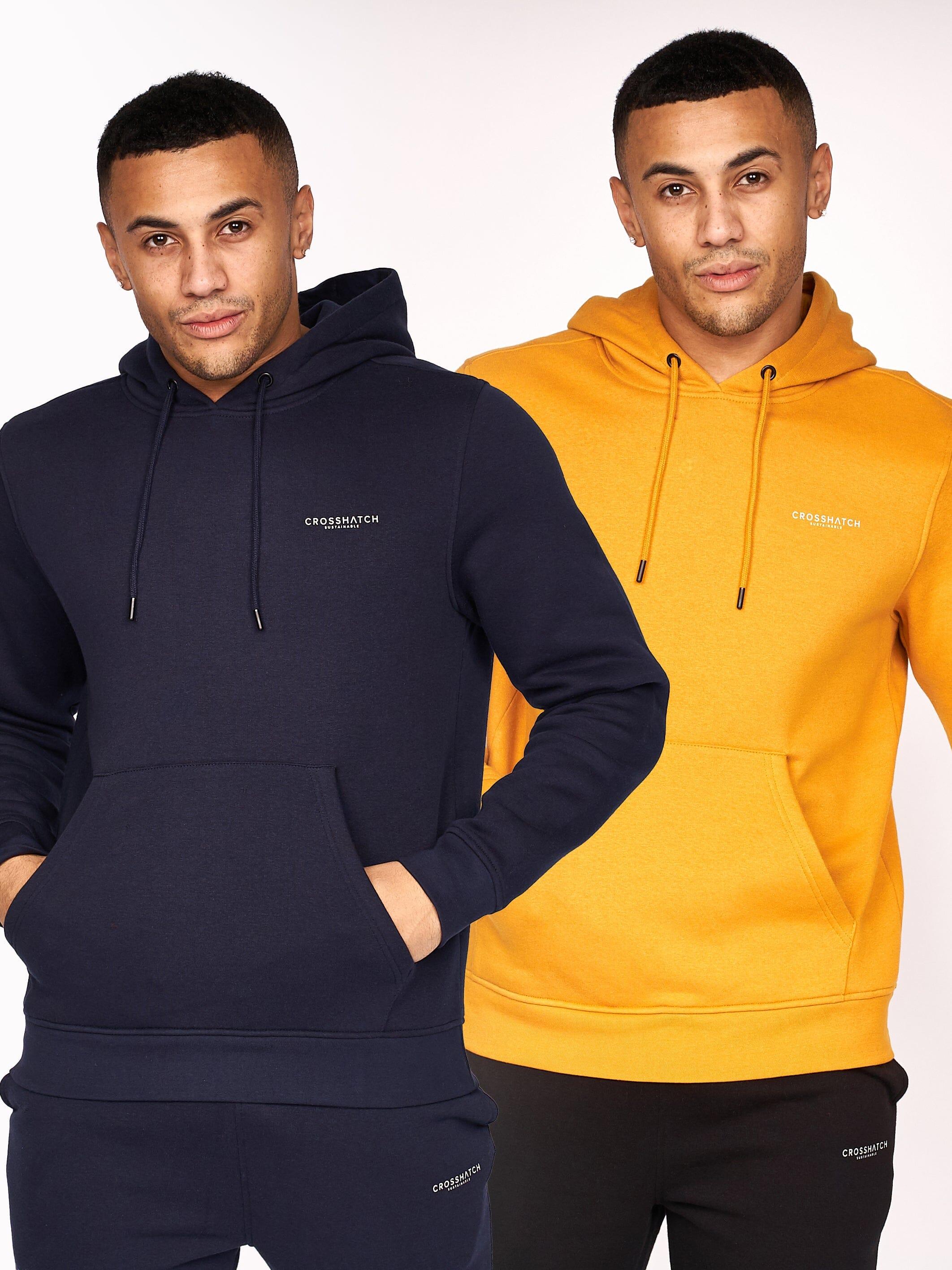 Crosshatch Traymax Hoodie 2Pk Men's - Adult - Navy/Mustard | Hoodies  | Navy/Mustard  | UK Size Small