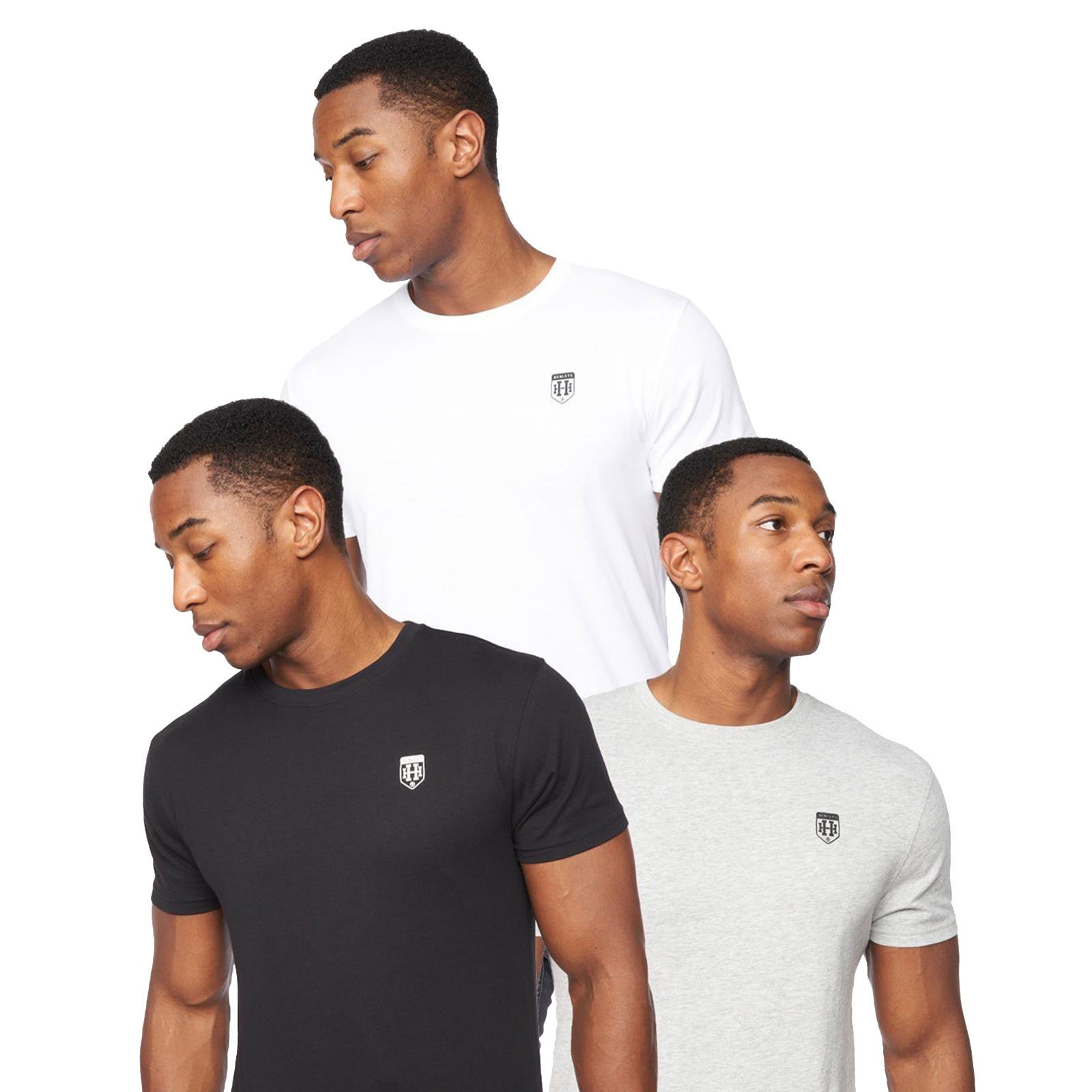 Henleys Myer 3Pk T-Shirts Men's | T-Shirt  | White / Grey / Black / Assorted  | UK Size Medium