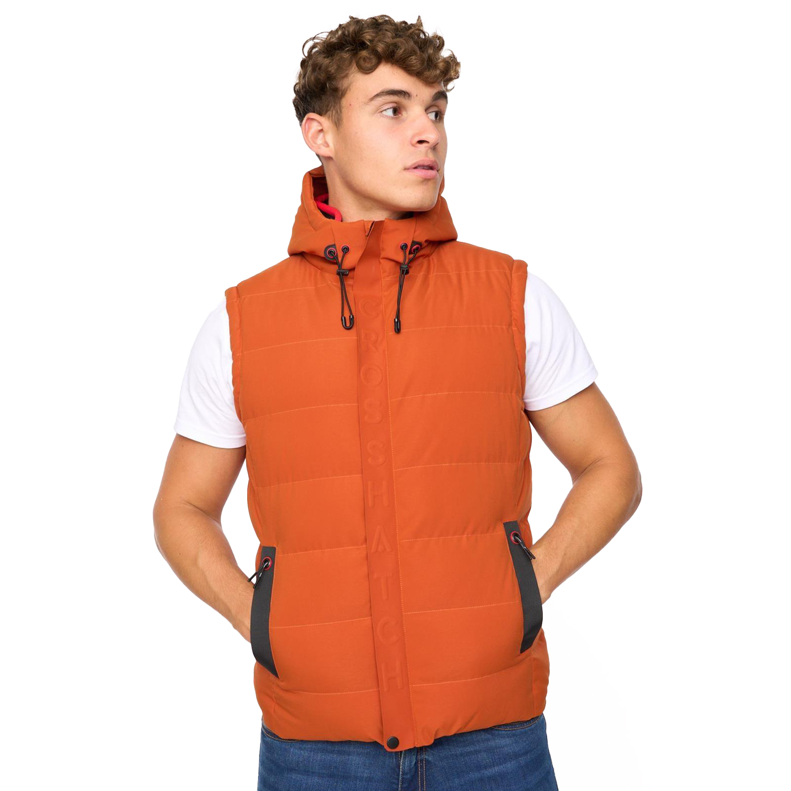 Crosshatch Kampleys Embossed Gilet Men's Trainers, Size S In Burnt Orange