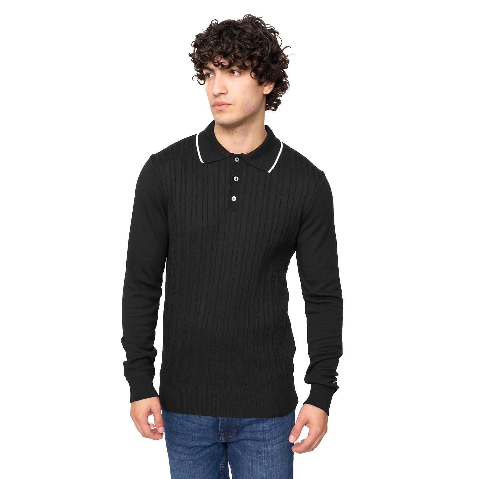 Bewley & Ritch Ambrosden Polo Knitted Jumper Men's  Colour : Black