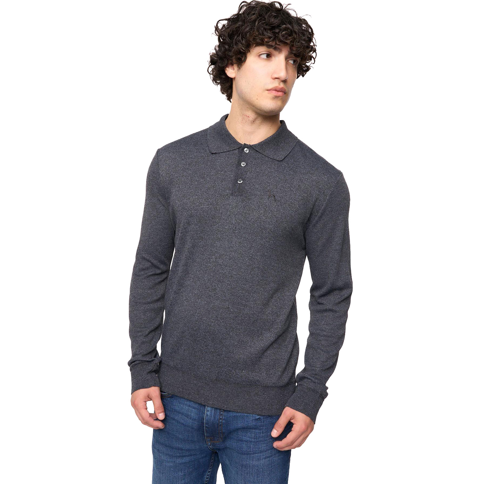 Bewley & Ritch Ashland Polo Knitted Jumper Men's  Colour : Black Marl