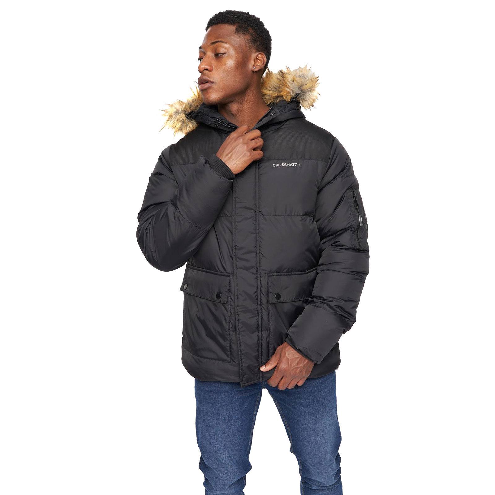 Crosshatch Bentlays Hooded Jacket Men's - Black - Size XL