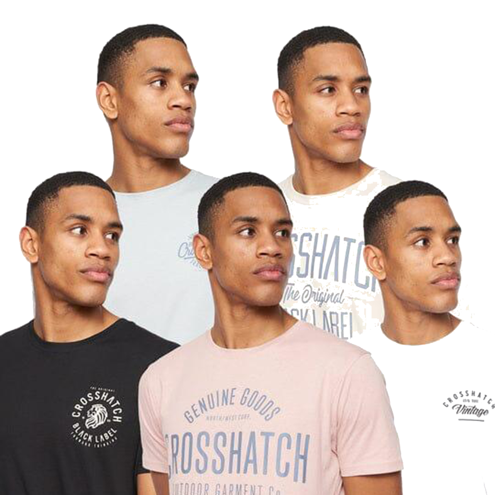 Crosshatch Fremal 5Pk T-Shirts Men's | T-Shirt  | Assorted  | UK Size Large