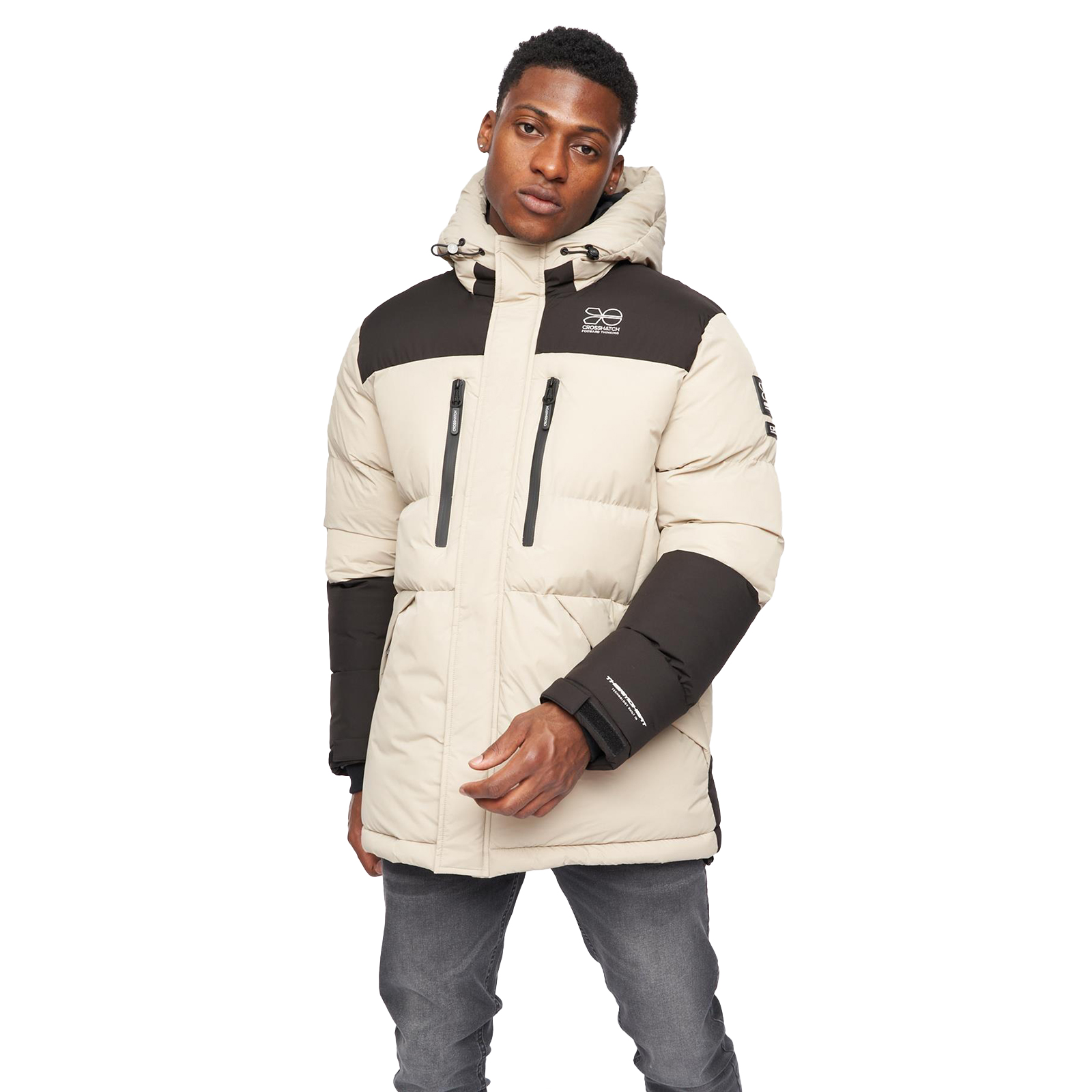 Crosshatch Squadage Panel Jacket Men's - Stone - Size XXL