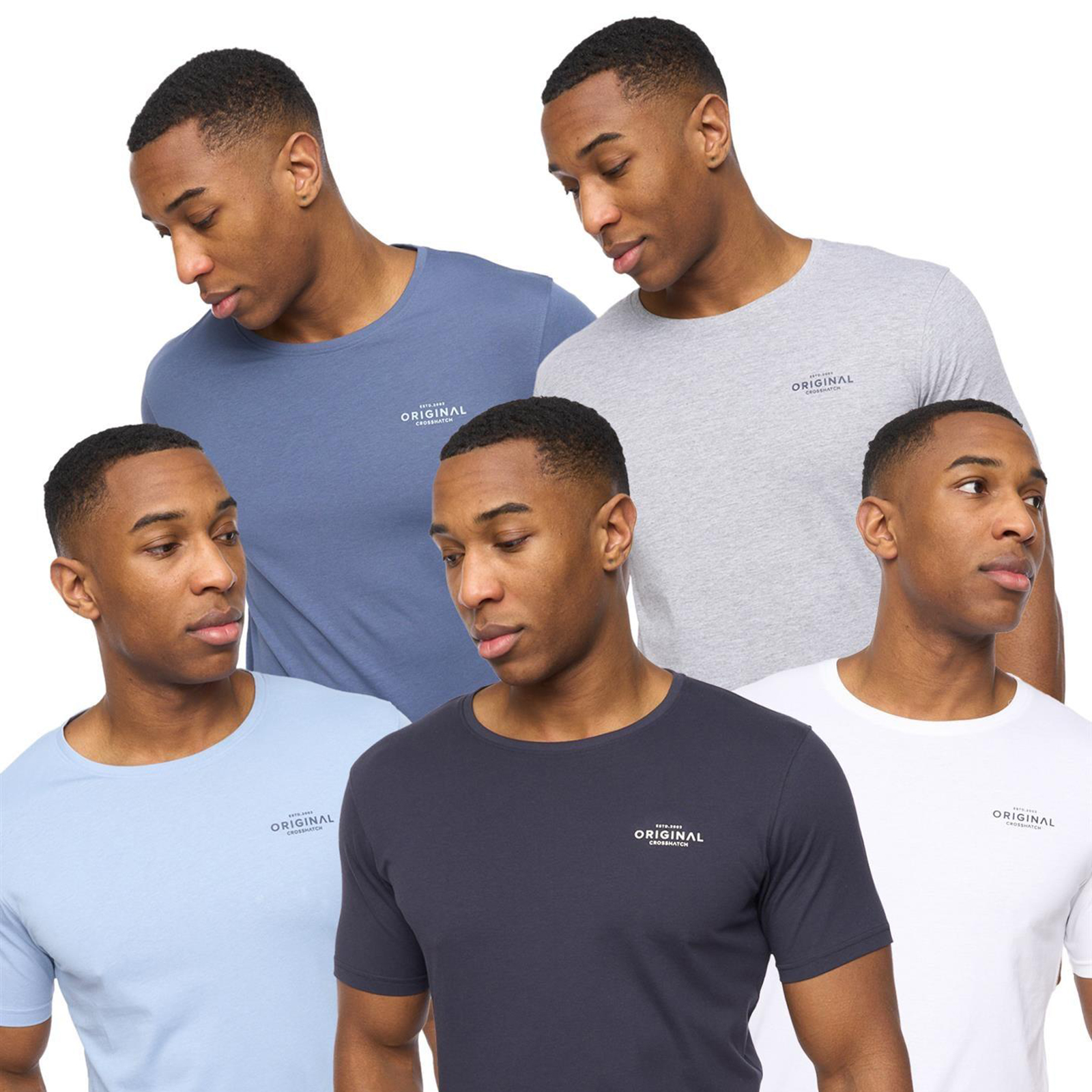 Crosshatch Basicblues Men's T-Shirt 5Pk | T-Shirt  | Muticolour / Assorted  | UK Size Small