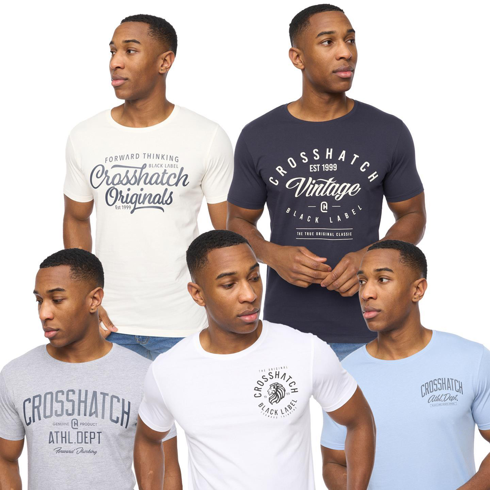 Crosshatch Collegetheme Men's T-Shirt 5Pk | T-Shirt  | Multicolour / Assorted  | UK Size Small