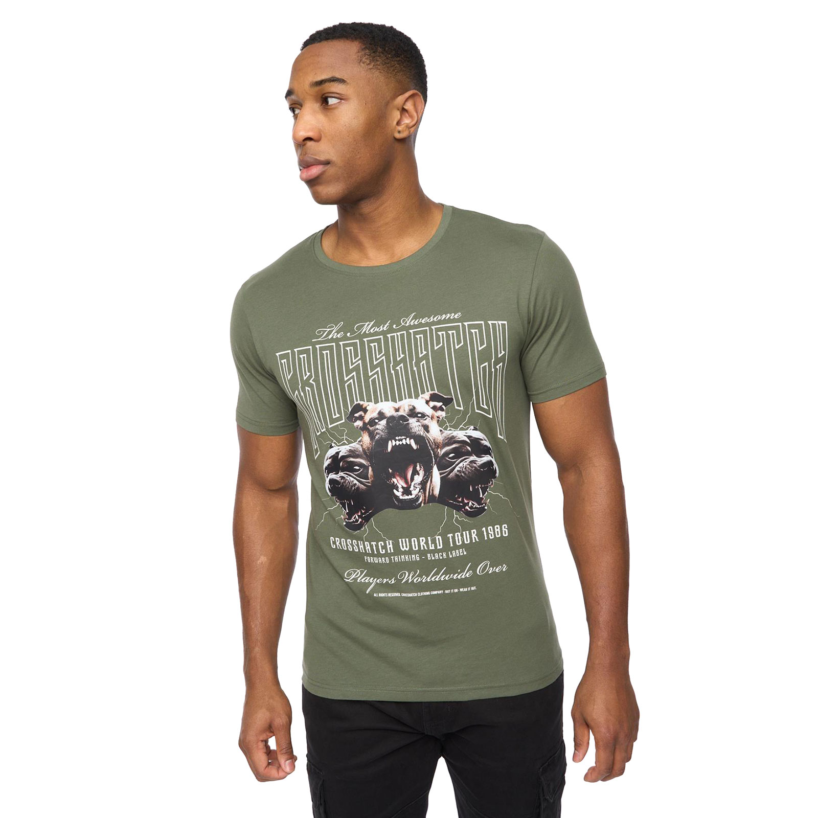 Crosshatch Dogz Men's T-Shirt | T-Shirt  | Thyme  | UK Size XL