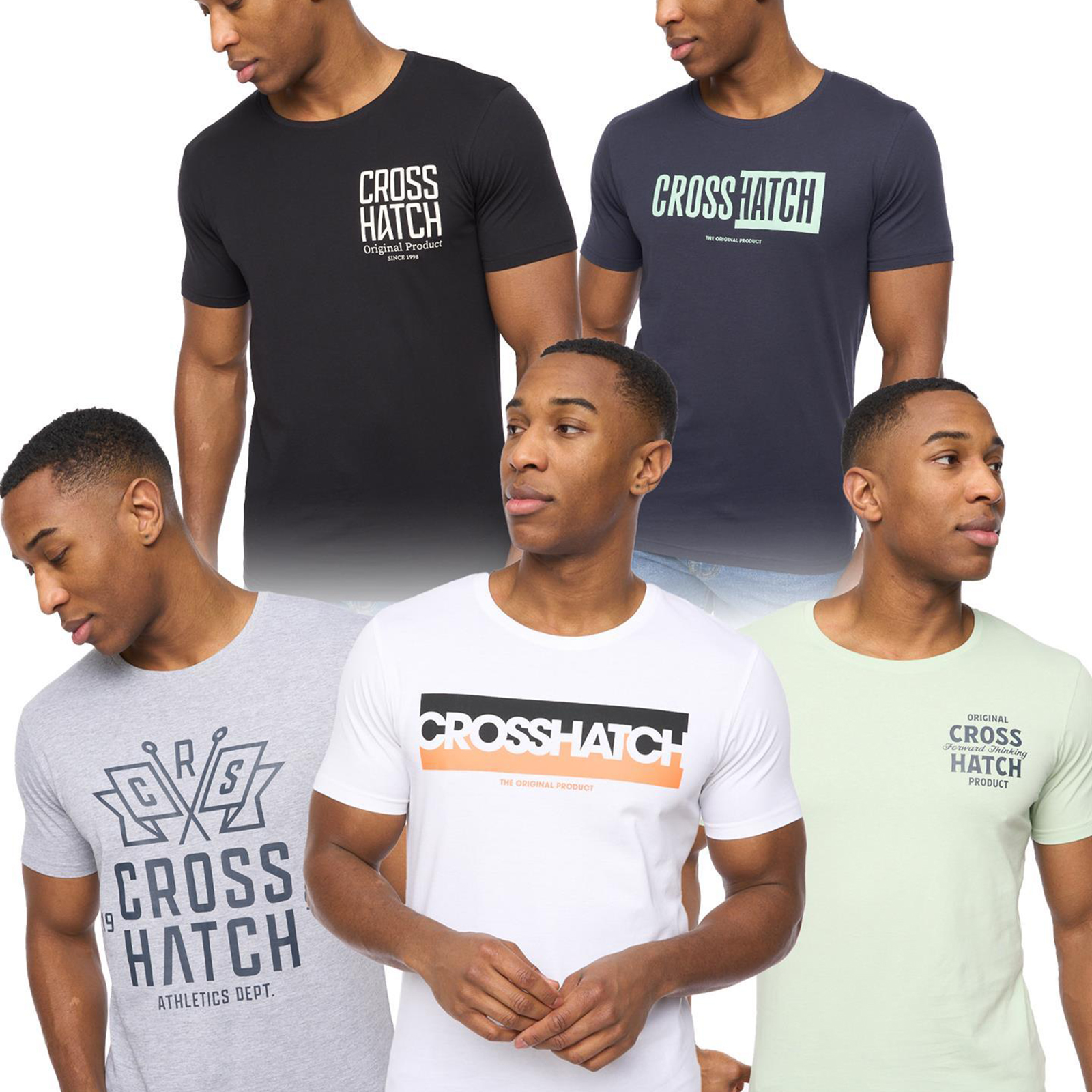 Crosshatch Logotime Men's T-Shirt 5Pk | T-Shirt  | Assorted / Multicolour  | UK Size Small