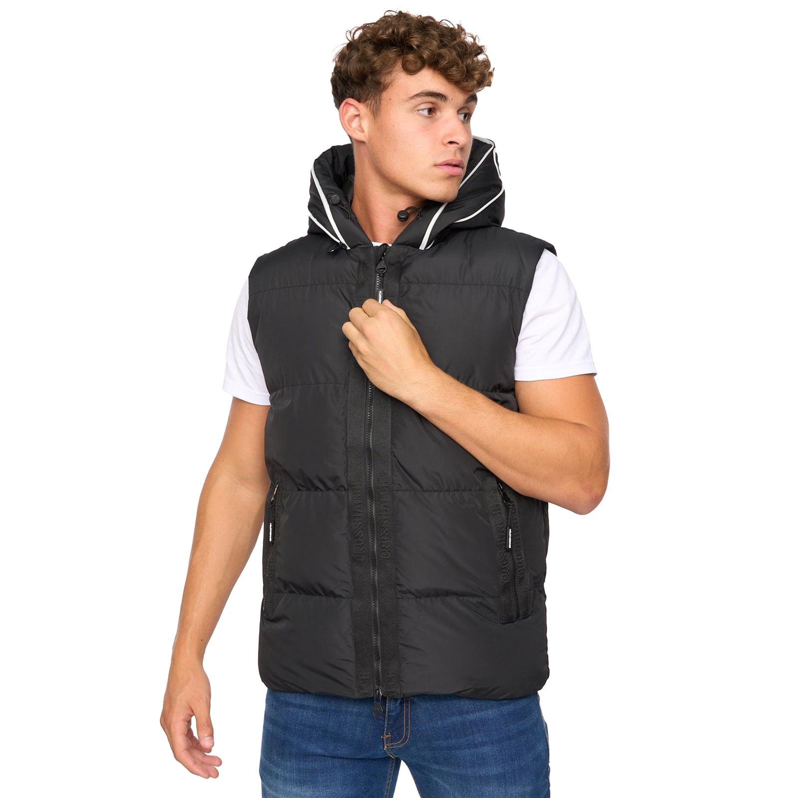 Crosshatch Sandbox Men's Hooded Gilet Men's Trainers, Size M In Black