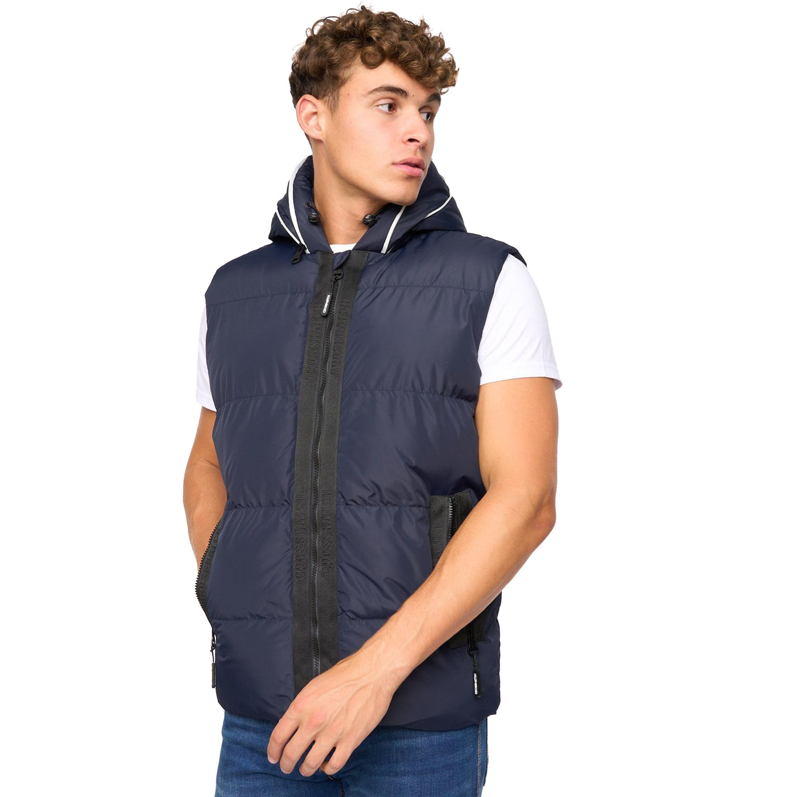 Crosshatch Sandbox Men's Hooded Gilet Men's Trainers, Size M In Navy