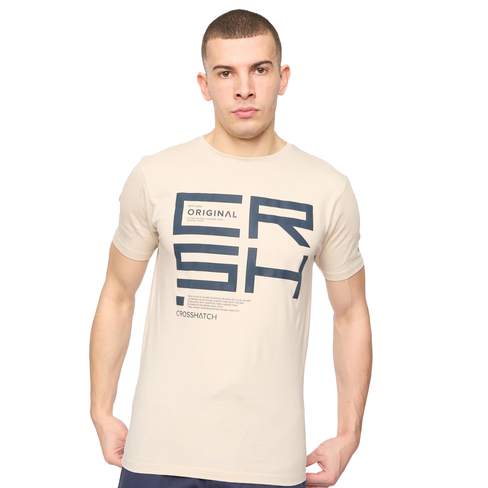 Crosshatch Squarebox Men's T-Shirt | T-Shirt  | Light Stone  | UK Size Large