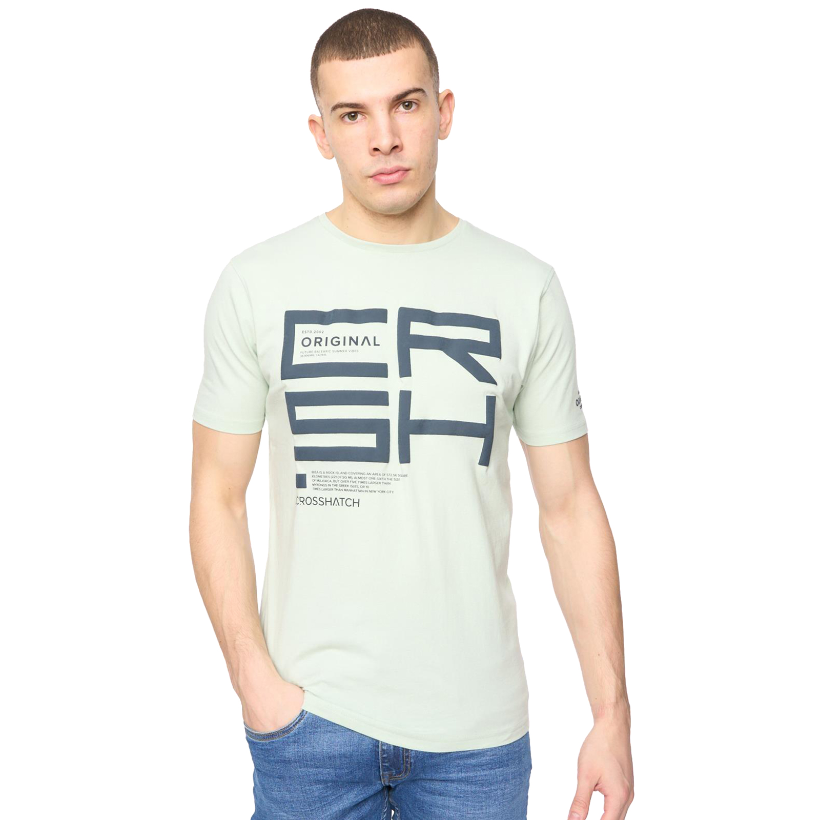 Crosshatch Squarebox Men's T-Shirt | T-Shirt  | Mint Green  | UK Size Large
