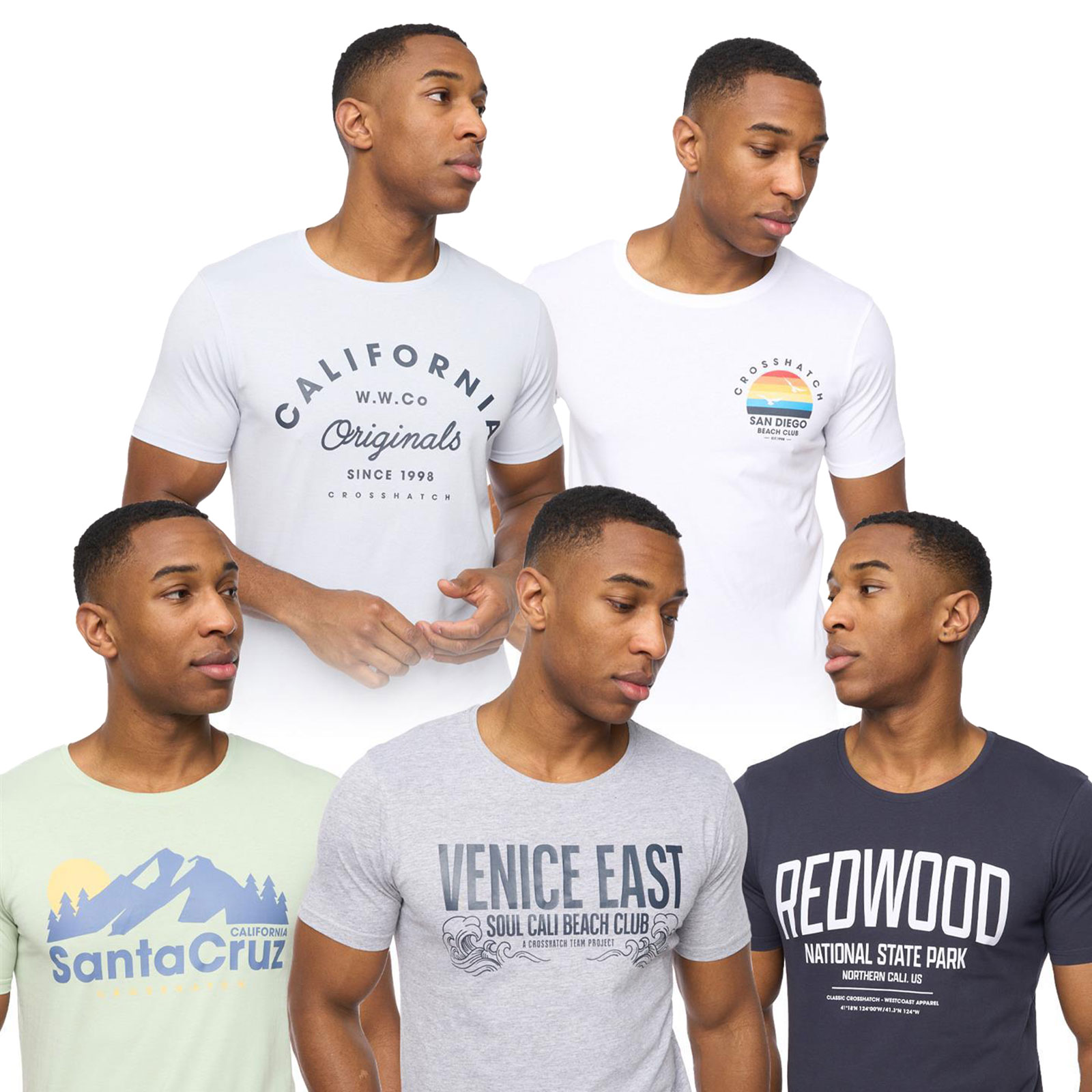 Crosshatch Sumertons Men's T-Shirts 5Pk | T-Shirt  | Assorted  | UK Size Small
