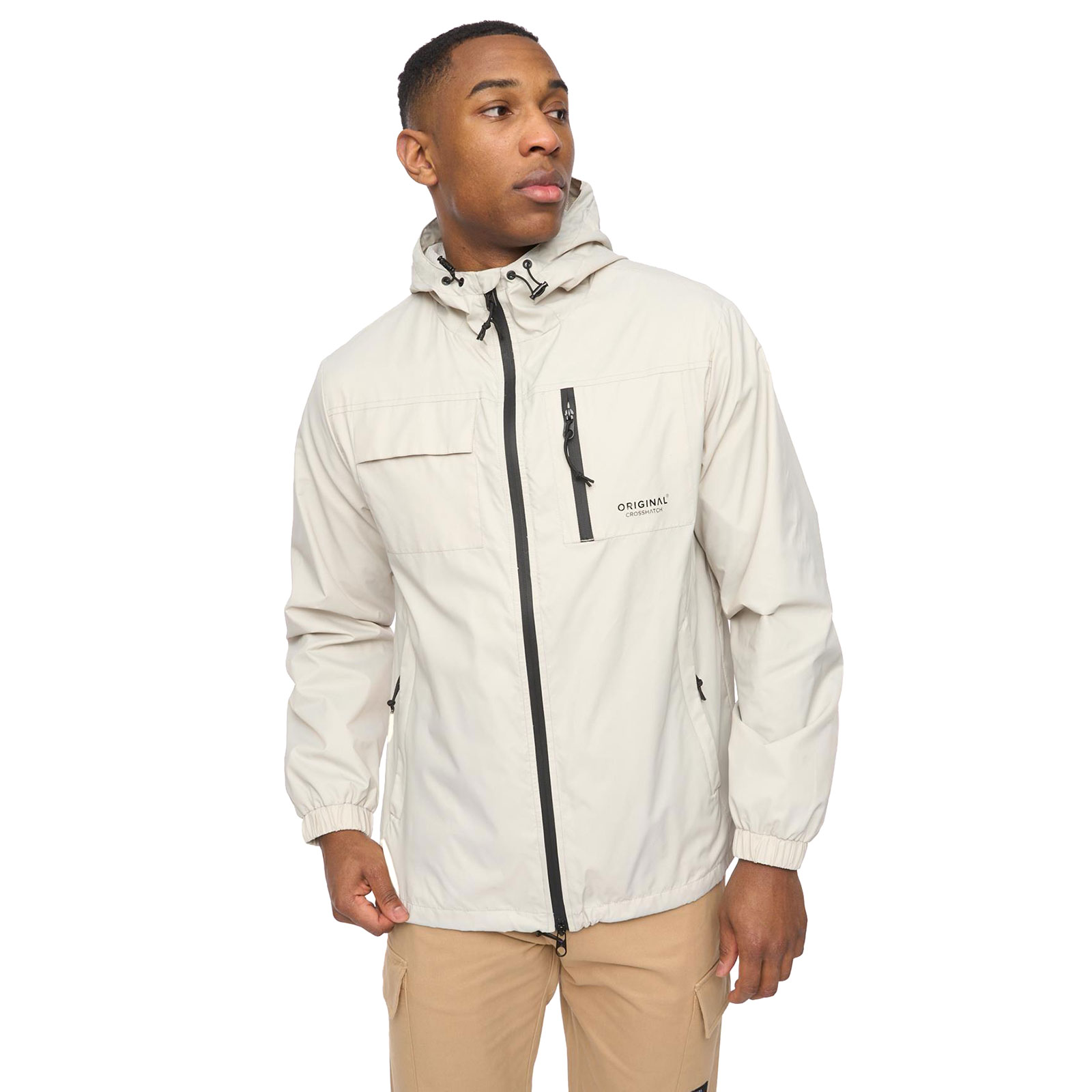 Crosshatch Utilate Men's Jacket - Light Stone - Size L
