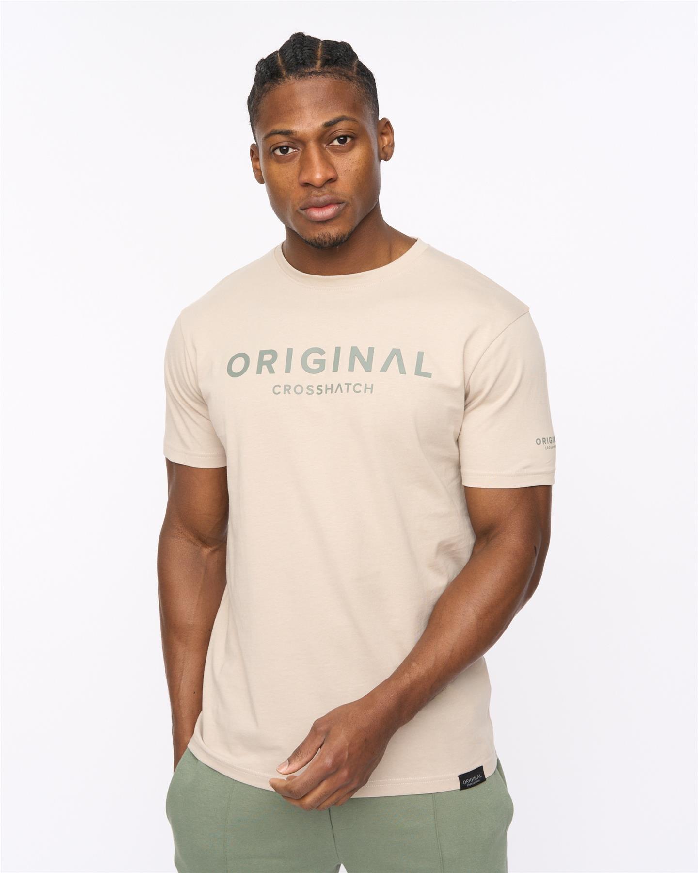 Crosshatch Bardon Men's T-Shirt | T-Shirt  | Light Stone  | UK Size Small