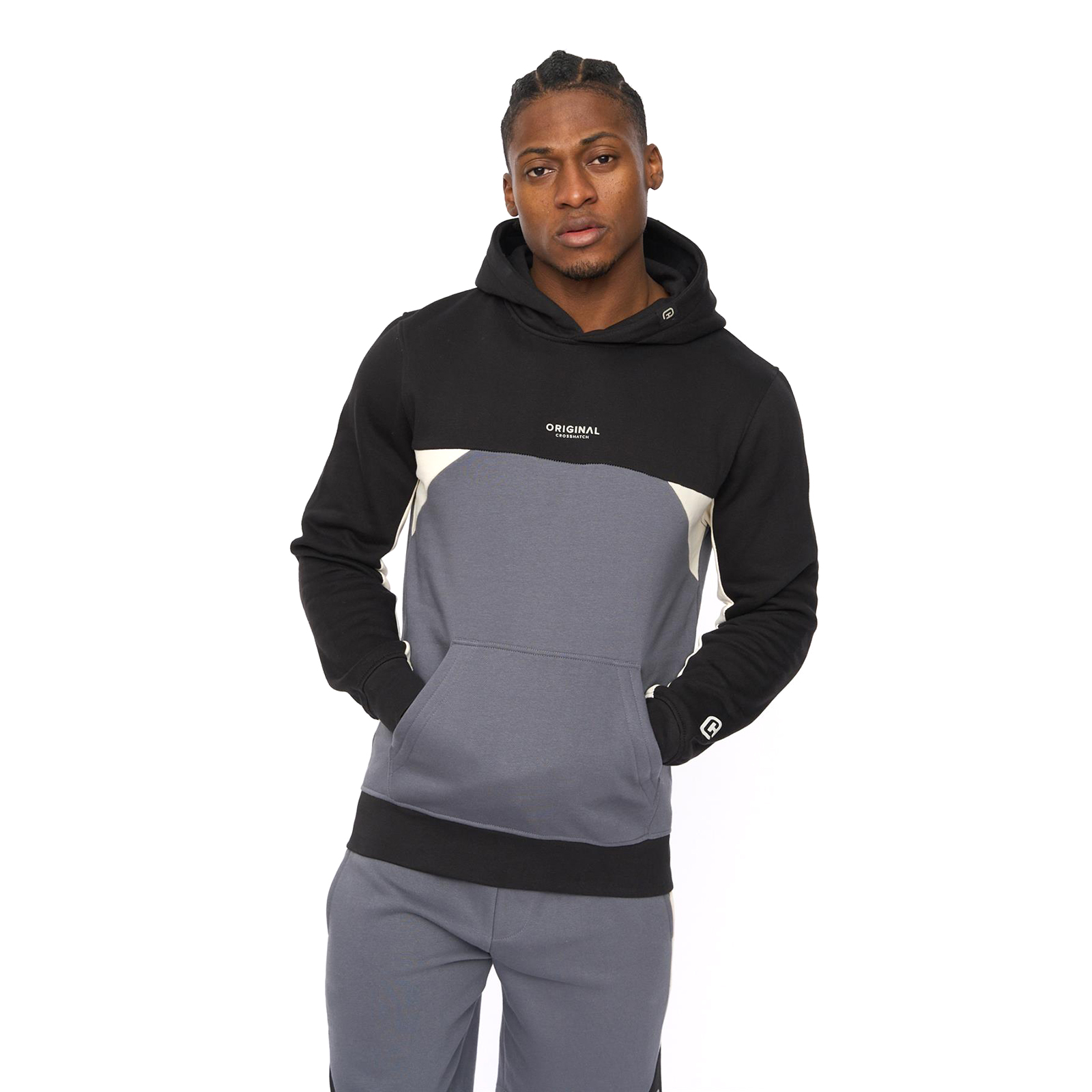 Crosshatch Castlebay Men's Hoodie - Adult - Slate Black / Grey | Hoodies  | Slate Black / Grey  | UK Size Small