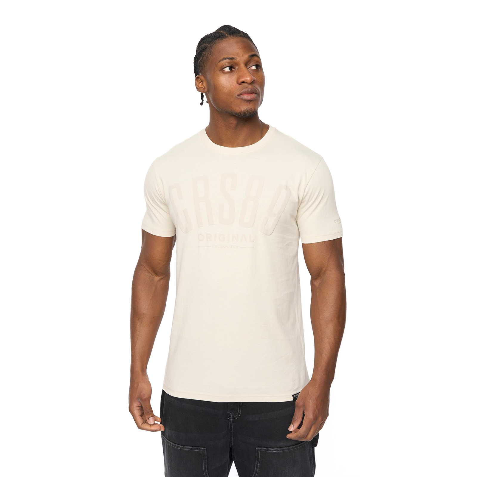 Crosshatch Hallfell Men's T-Shirt | T-Shirt  | Neutral / Off White  | UK Size Small