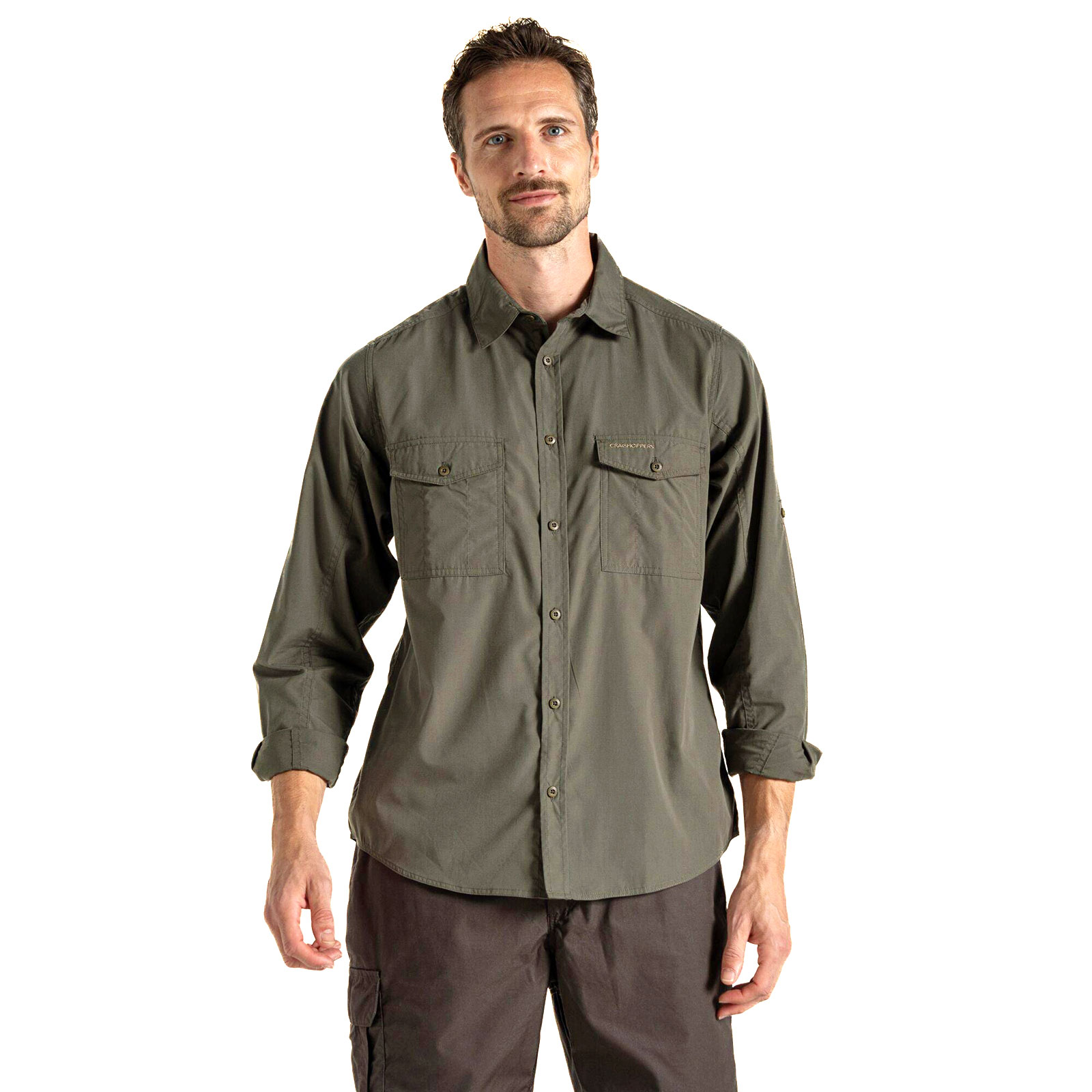 Craghoppers Kiwi Men's Long Sleeve Shirt Men's Trainers, Size XXL In Cedar / Green