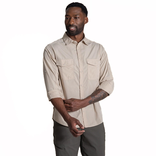Craghoppers Kiwi Ii Men's Long Sleeve Shirt Men's Trainers, Size S In Oatmeal