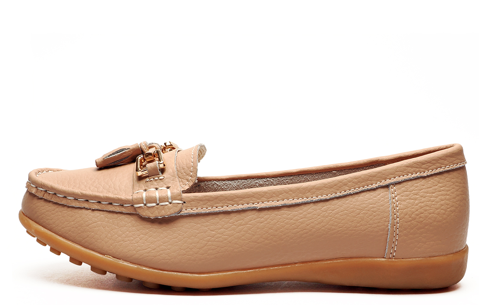 Boulevard Kacie Tassle Womens Loafer Shoes | Slip On Shoes  | Beige  | UK Size 7