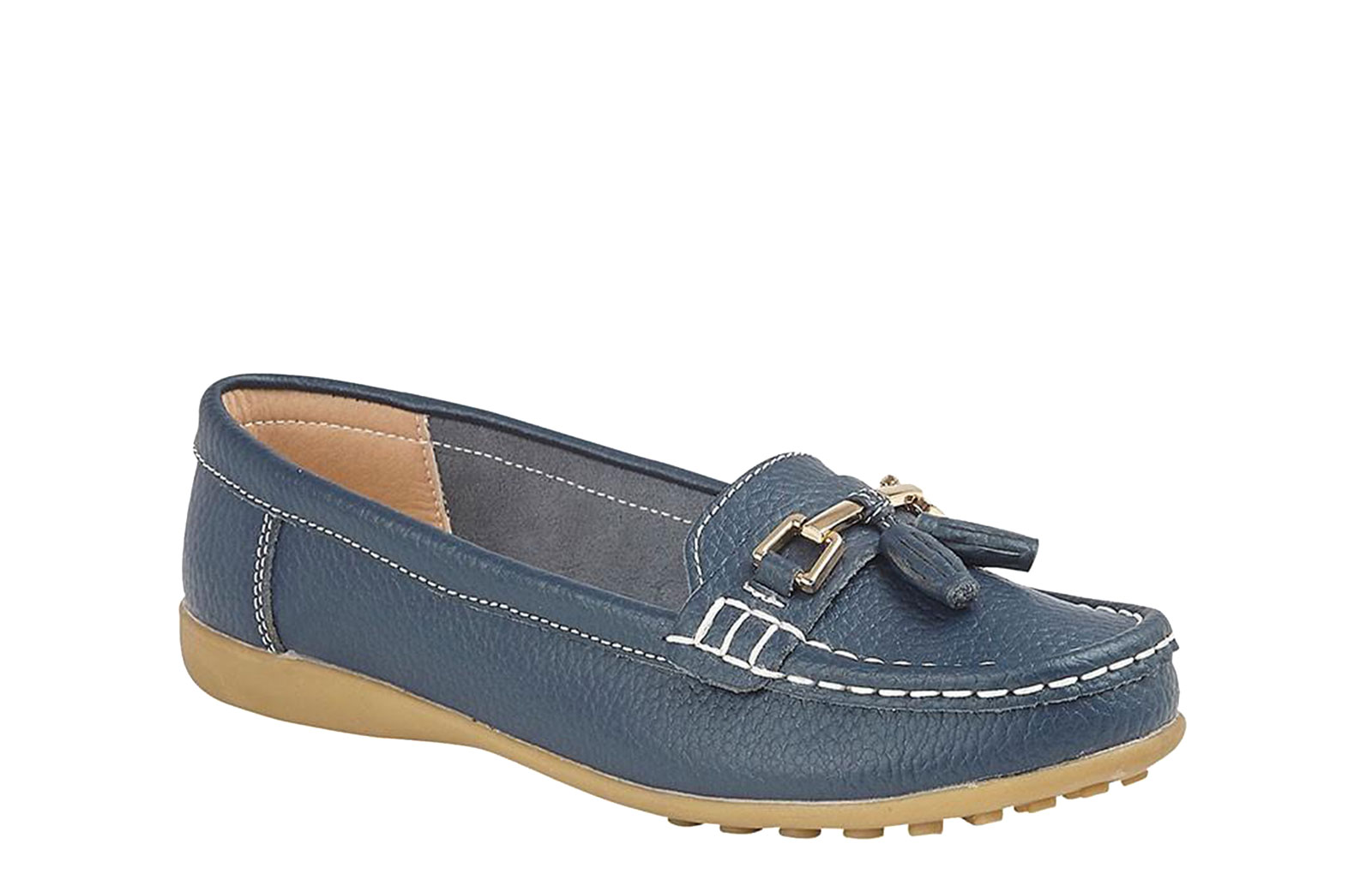 Boulevard Camila Tassle Womens Loafer Shoes | Slip On Shoes  | Navy  | UK Size 7