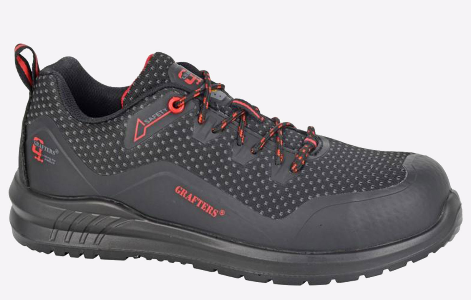 Grafters Dakota Safety Shoe Men's | Safety Footwear  | Black/Red  | UK Size 6.5