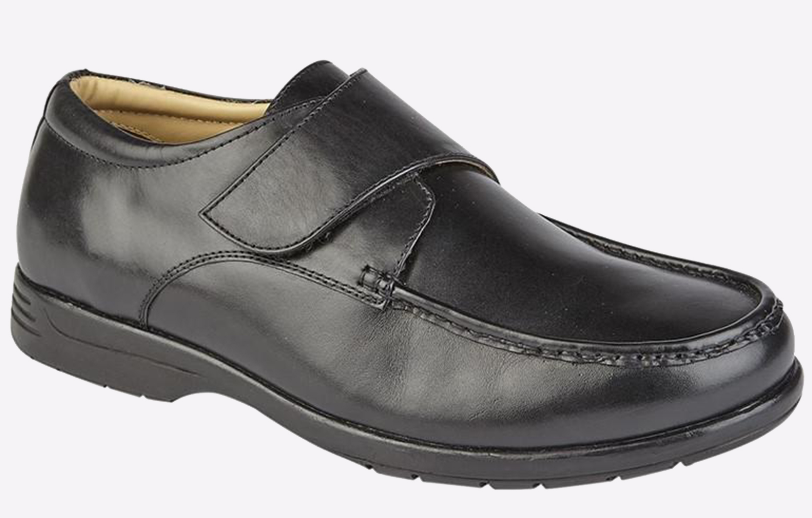Roamers Holden Leather Shoes Wide Fit Men's Trainers, Size 11 In Black