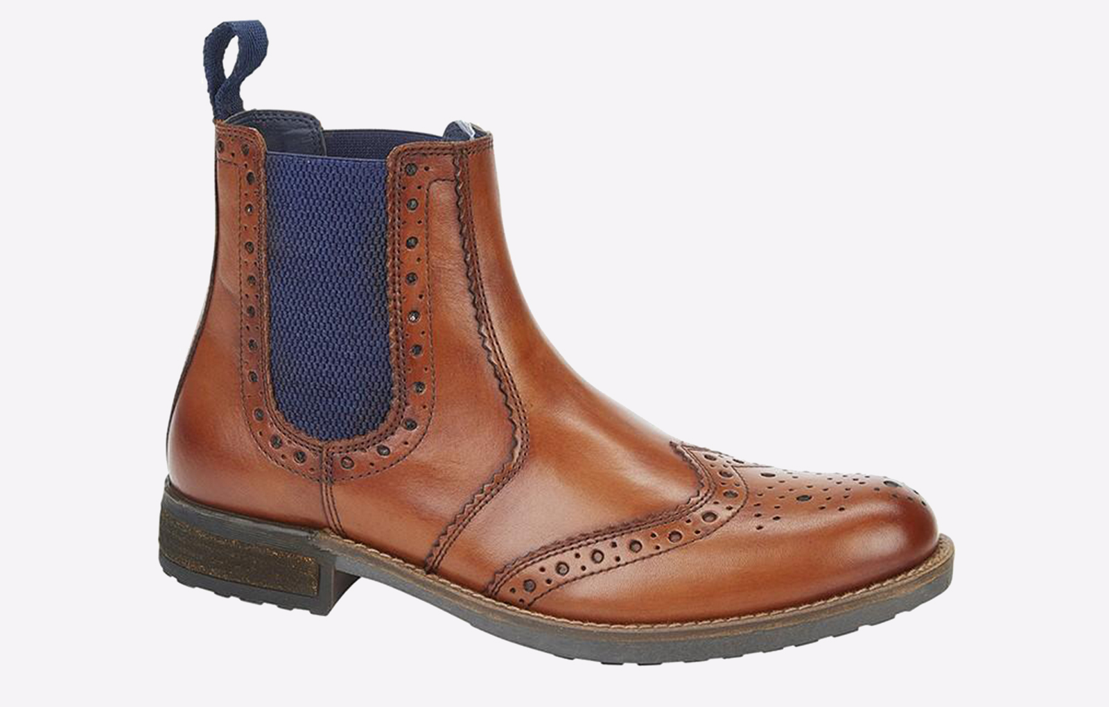 Roamers Newburgh Brogue Chelsea Boots Men's | Brogues  | Tan / Navy  | UK Size 8