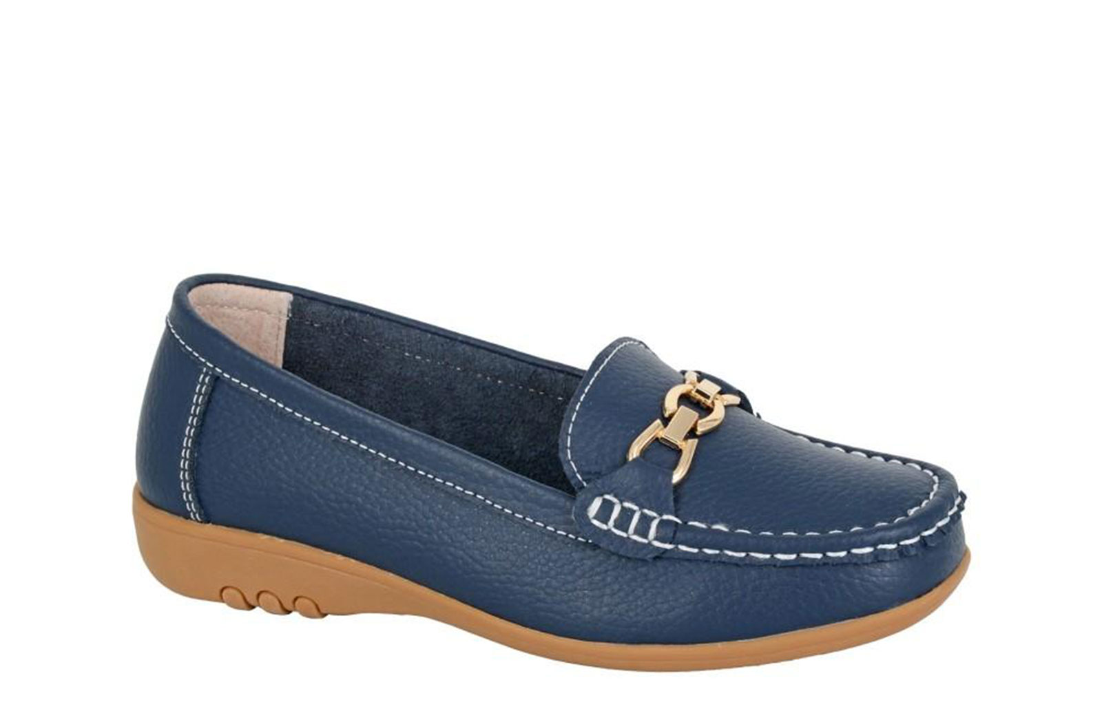 Boulevard Saddle Loafers Womens Shoes (Extra Wide) | Slip On Shoes  | Navy  | UK Size 8