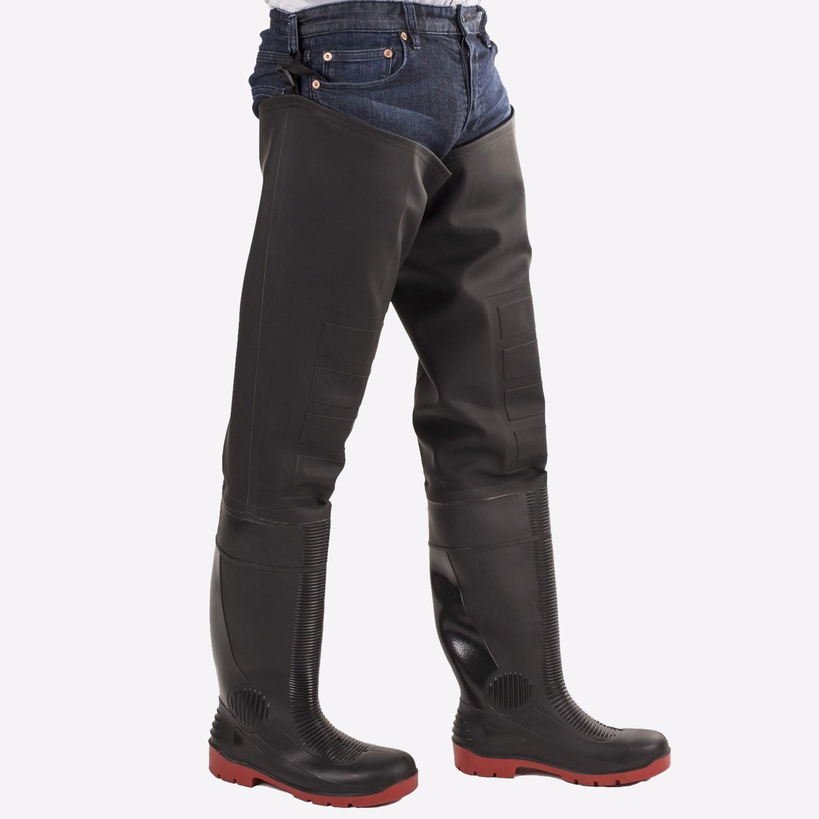 Amblers Safety Rhone Waterproof Thigh Safety Wader Unisex Men's | Safety Footwear  | Black / Red  | UK Size 11