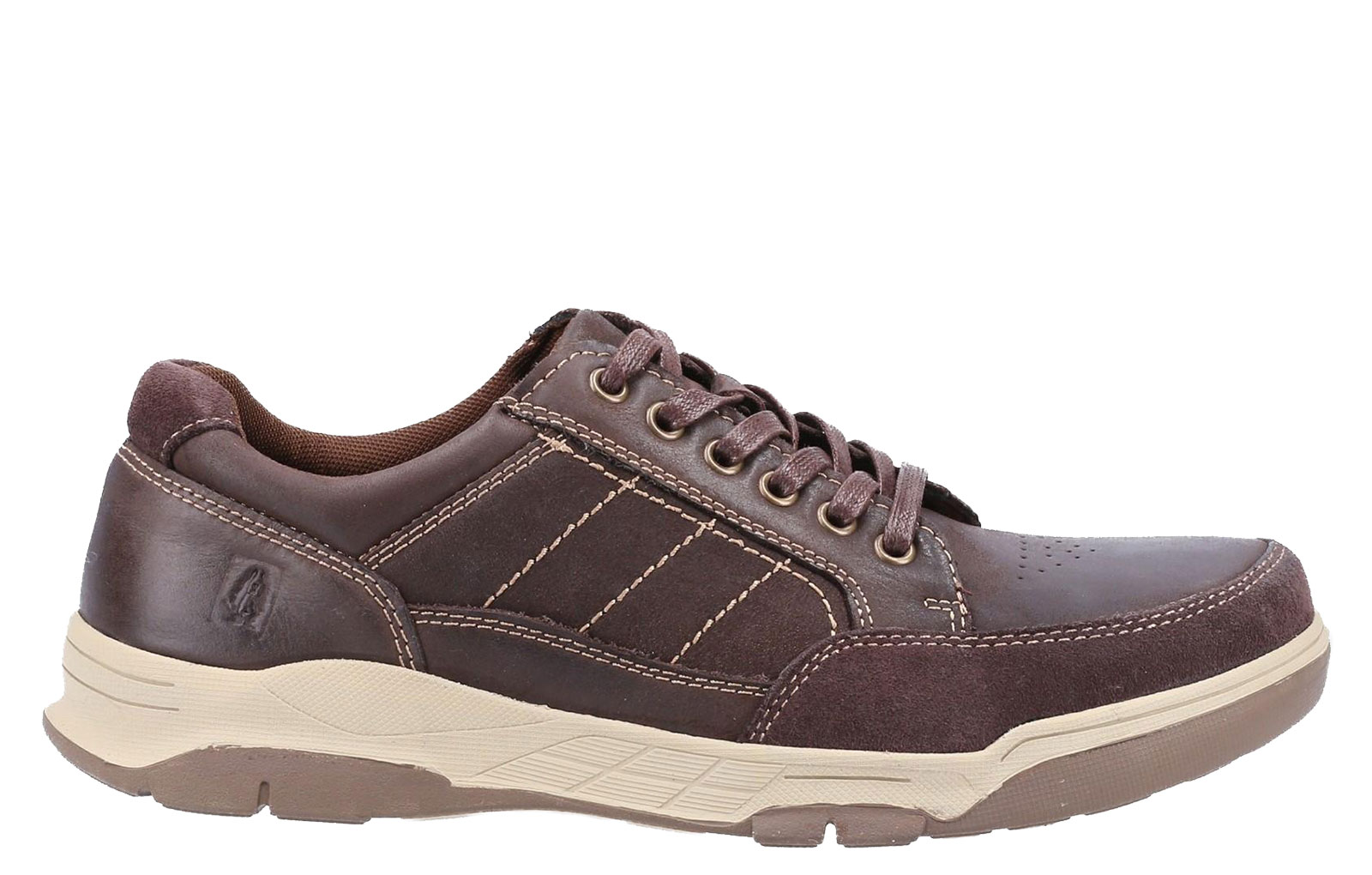 Hush Puppies Finley Leather Memory Foam Shoes Men's Trainers, Size 7 In Dark Coffee