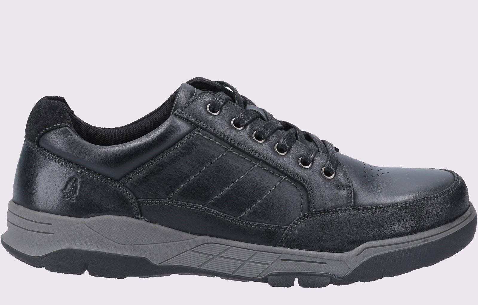 Hush Puppies Finley Leather Memory Foam Shoes Men's Trainers, Size 6 In Black