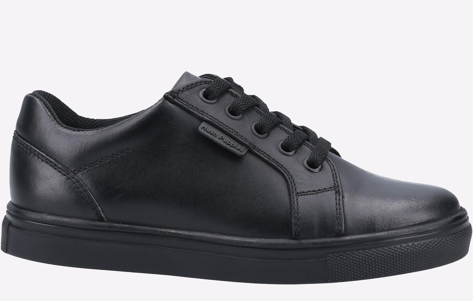 Hush Puppies Sam Leather Memory Foam Kids Boys Shoes | School Shoes  | Black  | UK Size 13