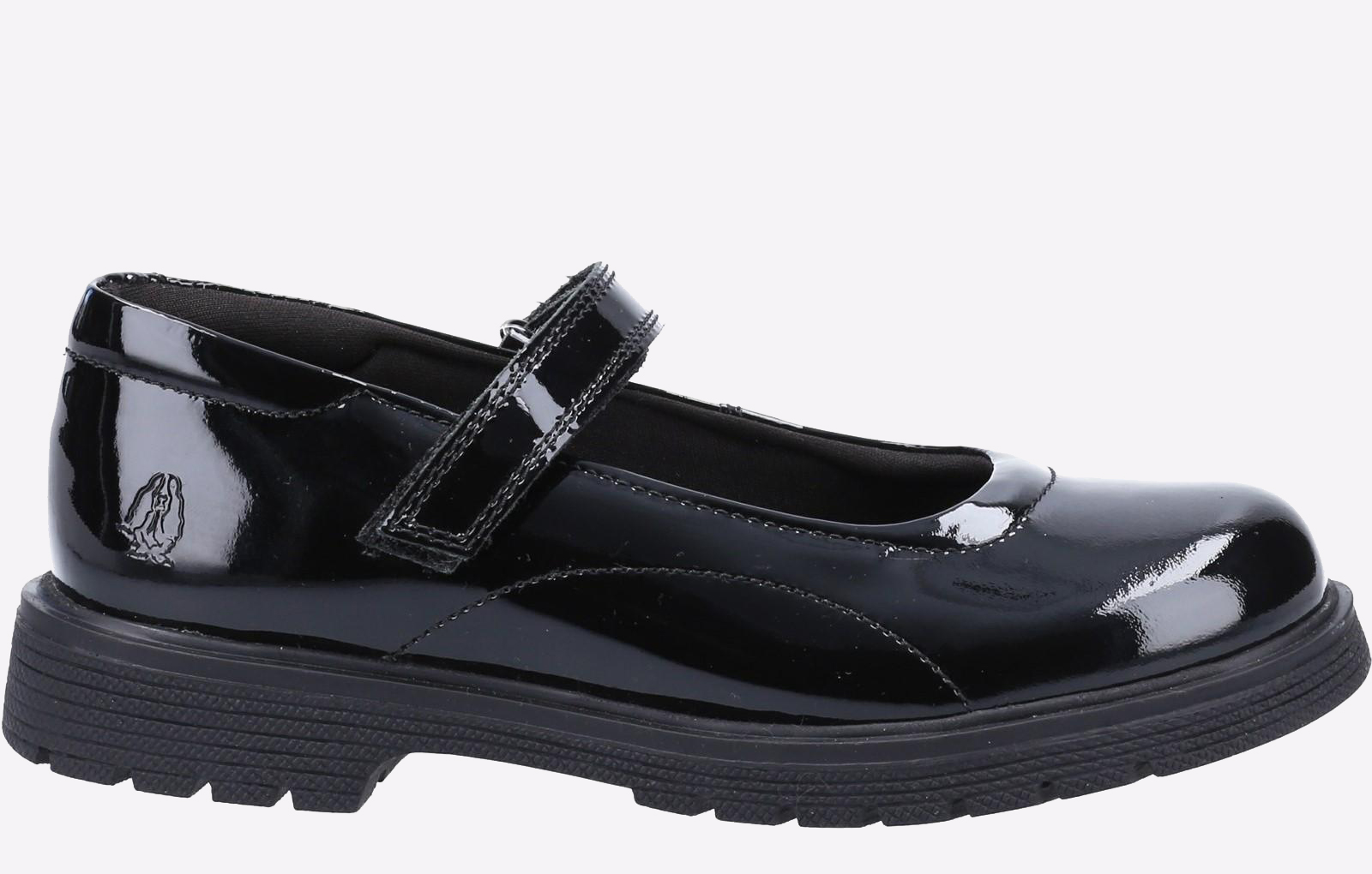Hush Puppies Tally Leather Kids Senior Girls Shoes | School Shoes  | Patent Black  | UK Size 4
