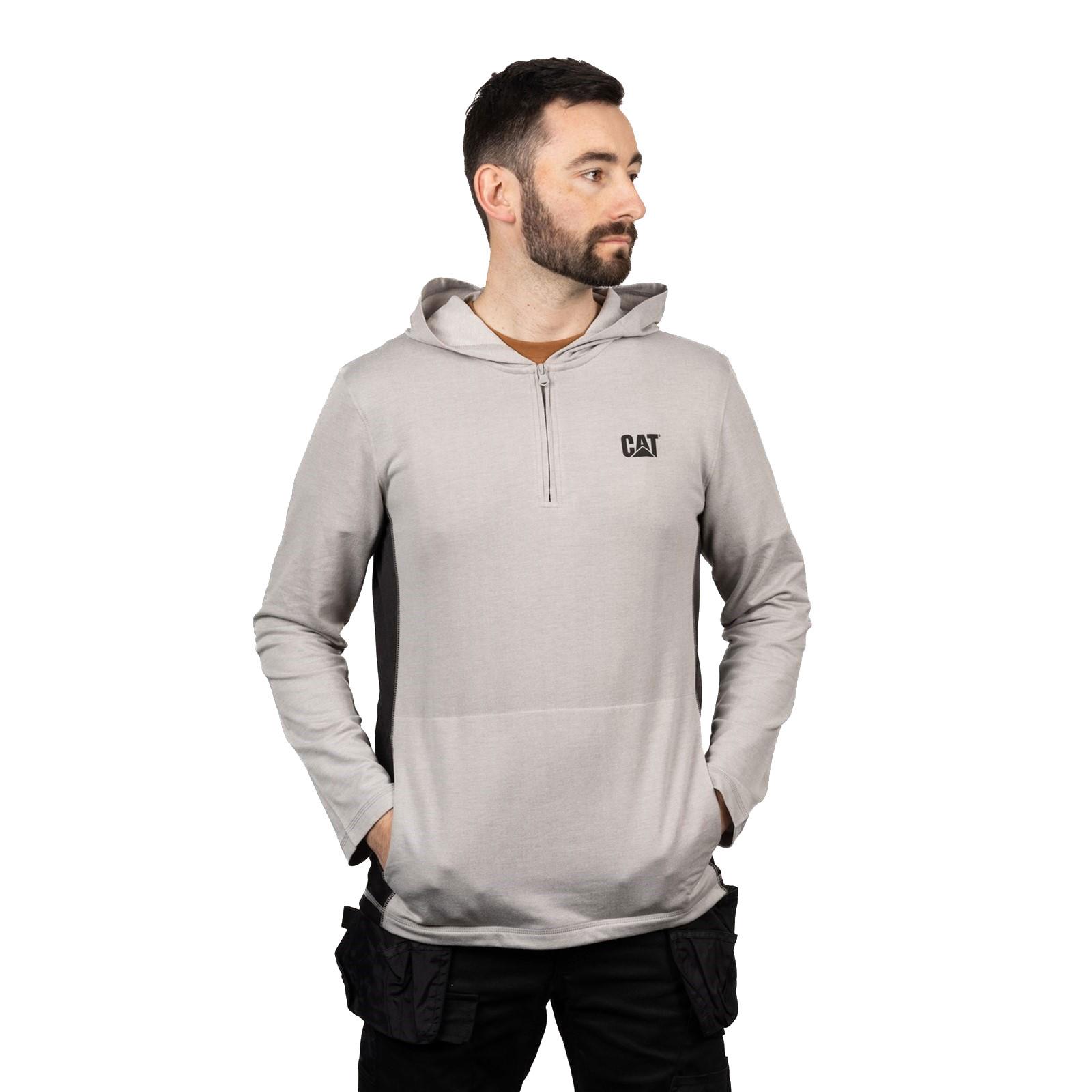 Caterpillar Coolmax Quarter Zip Hoodie Mens - GRD-35174-65694-07