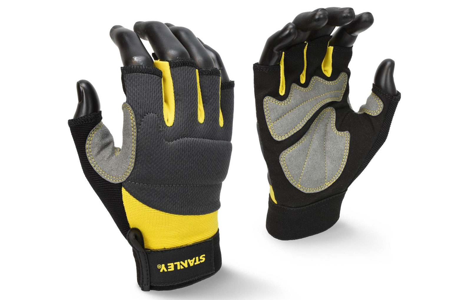Stanley Sy640 Fingerless Performance Gloves Men's | Safety Footwear  | Yellow/Grey/Black  | UK Size One Size