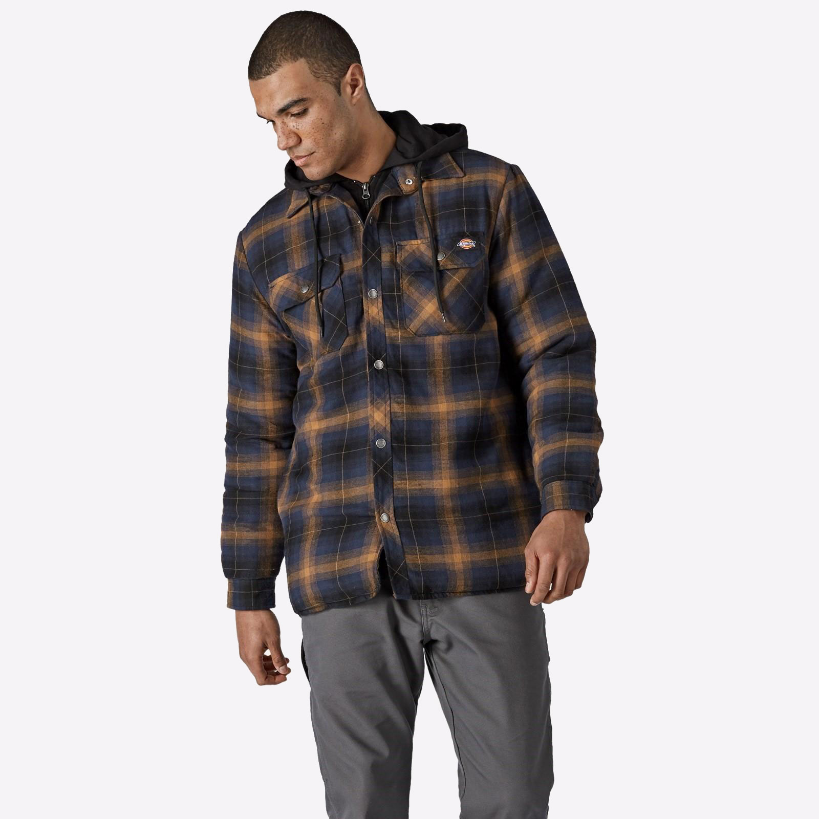 Dickies Fleece Hood Flannel Shirt Jacket Mens - Express Trainers